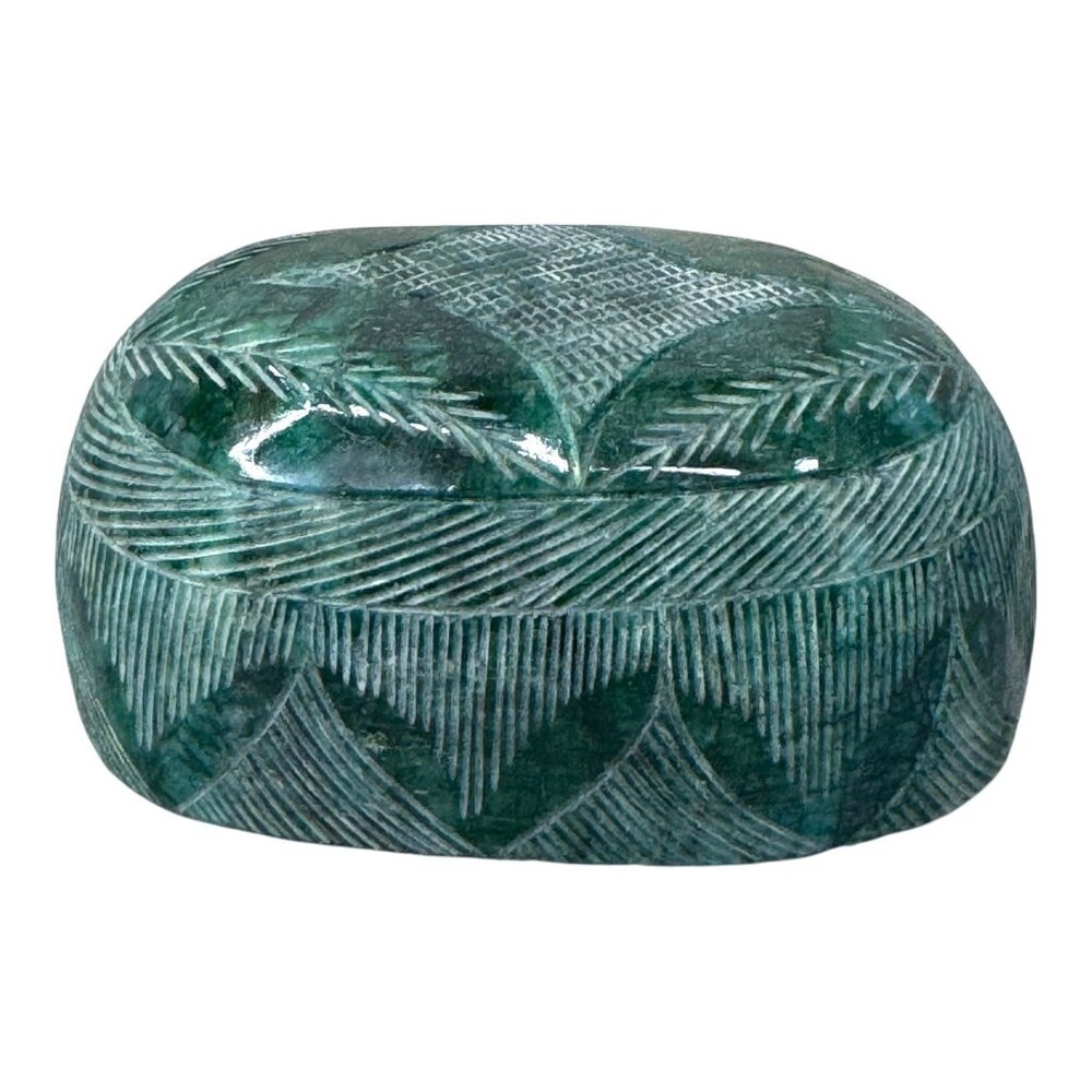 Hand-Carved Green Emerald Gemstone Intricate Leaf Pattern 1700+ Carats Large